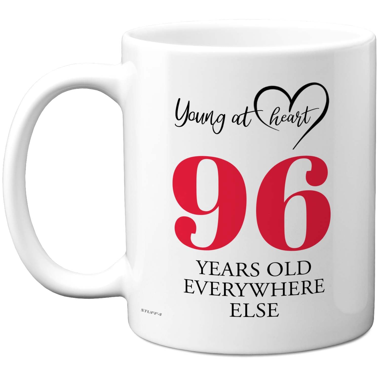 96th Birthday Gifts for Women Men, Cheeky Novelty Mug Young at Heart, Gag Joke Gifts, Perfect Funny Mugs for Ninety-Six Ninety-Sixth Birthday Present, 11oz Ceramic Coffee Mugs