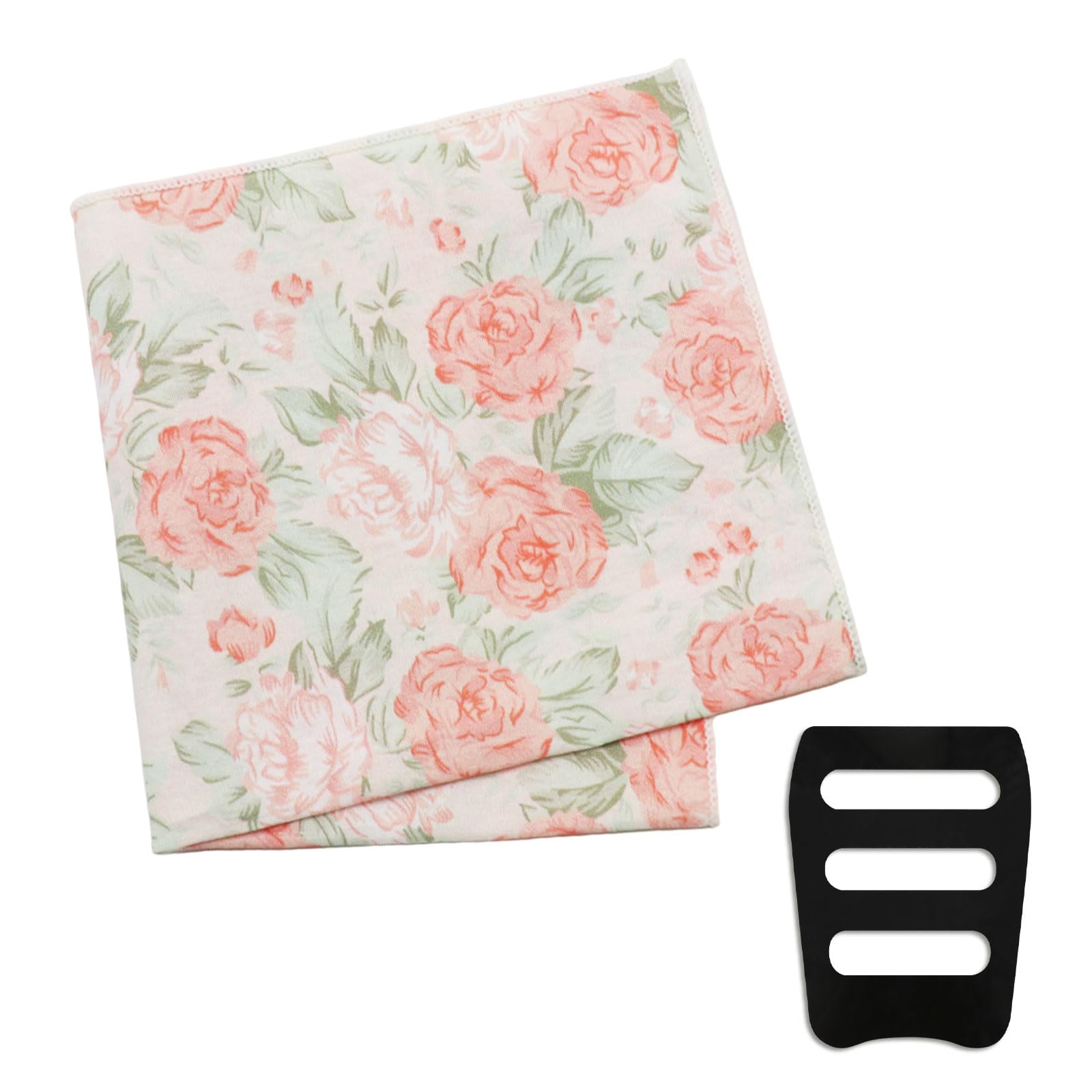 Floral Pocket Squares for Men with Holder Printed Flower Mens Handkerchief Cotton Suit Pocket Hanky for Wedding