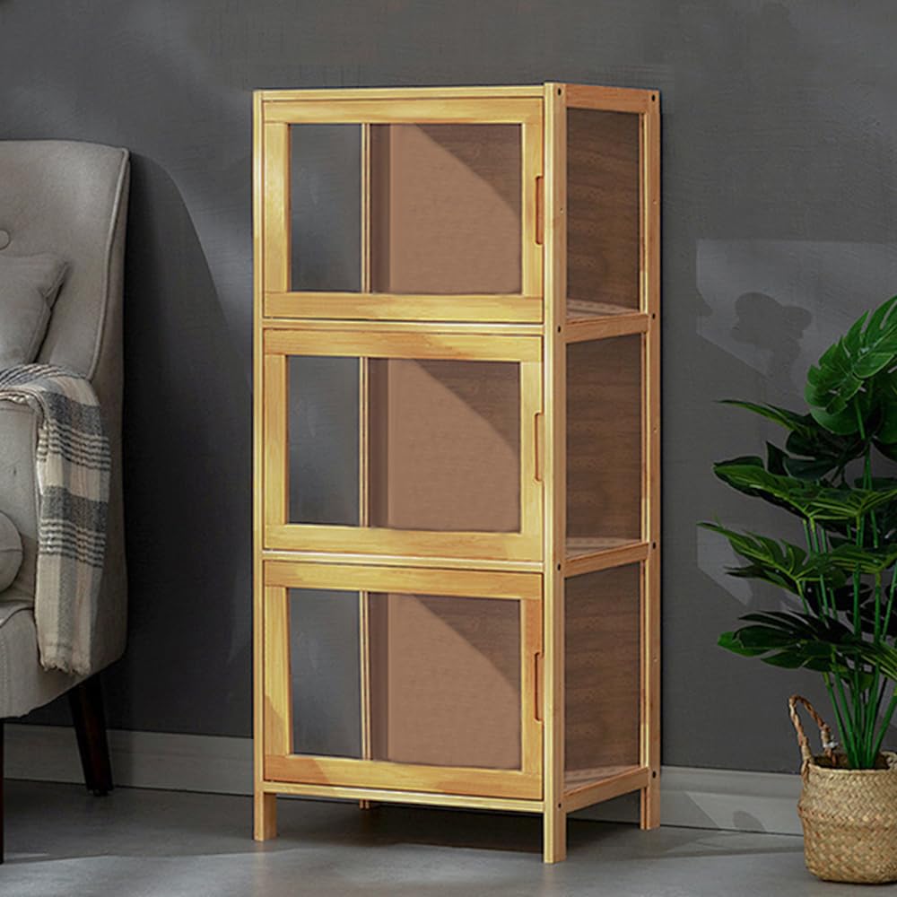 CHZIMADE Glass Display Cabinet 3 Shelf with Acrylic Glass Door