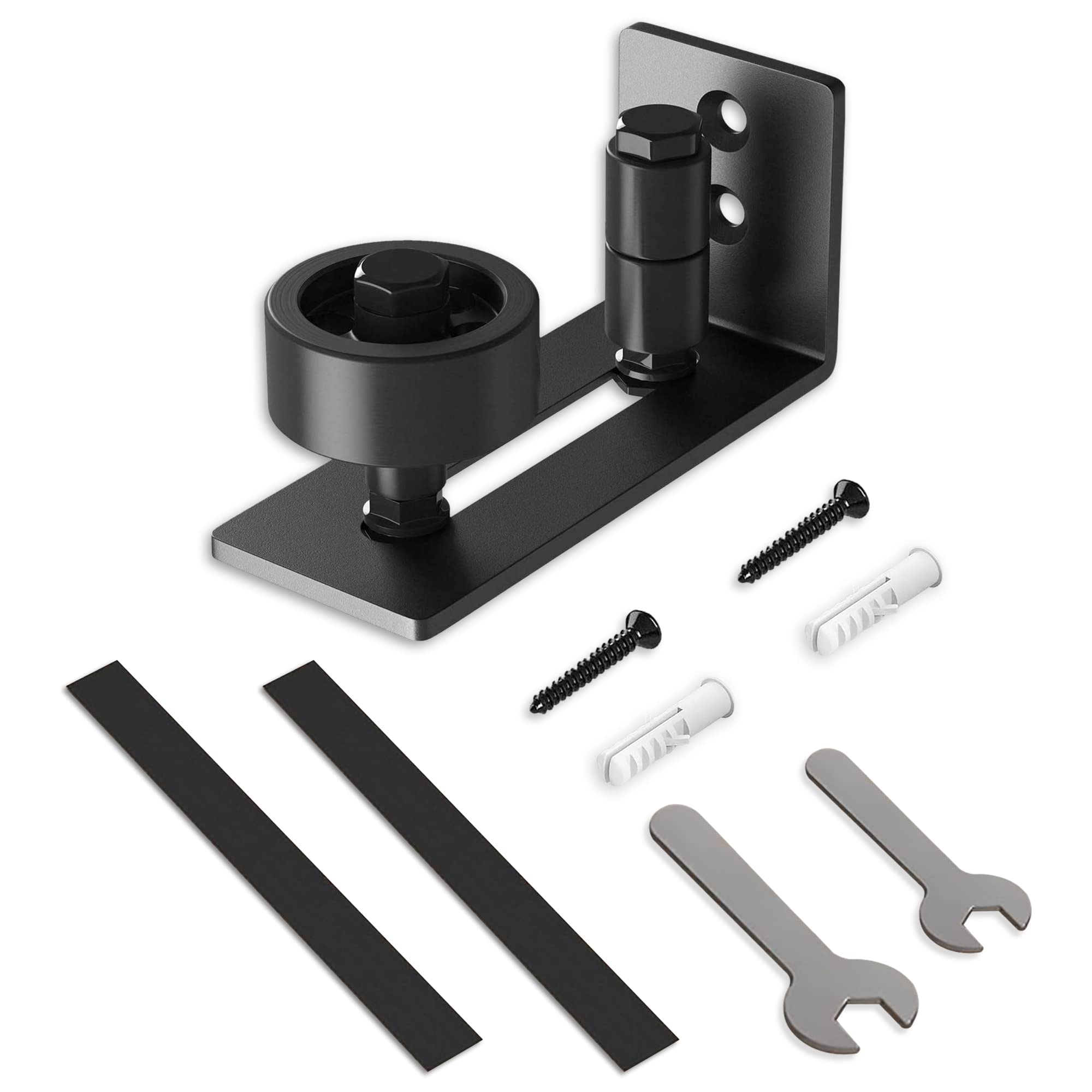 GEDEON&GEDEON Pack-1 Sliding Barn Door Floor Guide for Bottom Adjustable Roller, 8 Setup Options for Diyers, Wall Mount System, Flush Flat Bottom Design Stay Roller, Fit All Size Doors