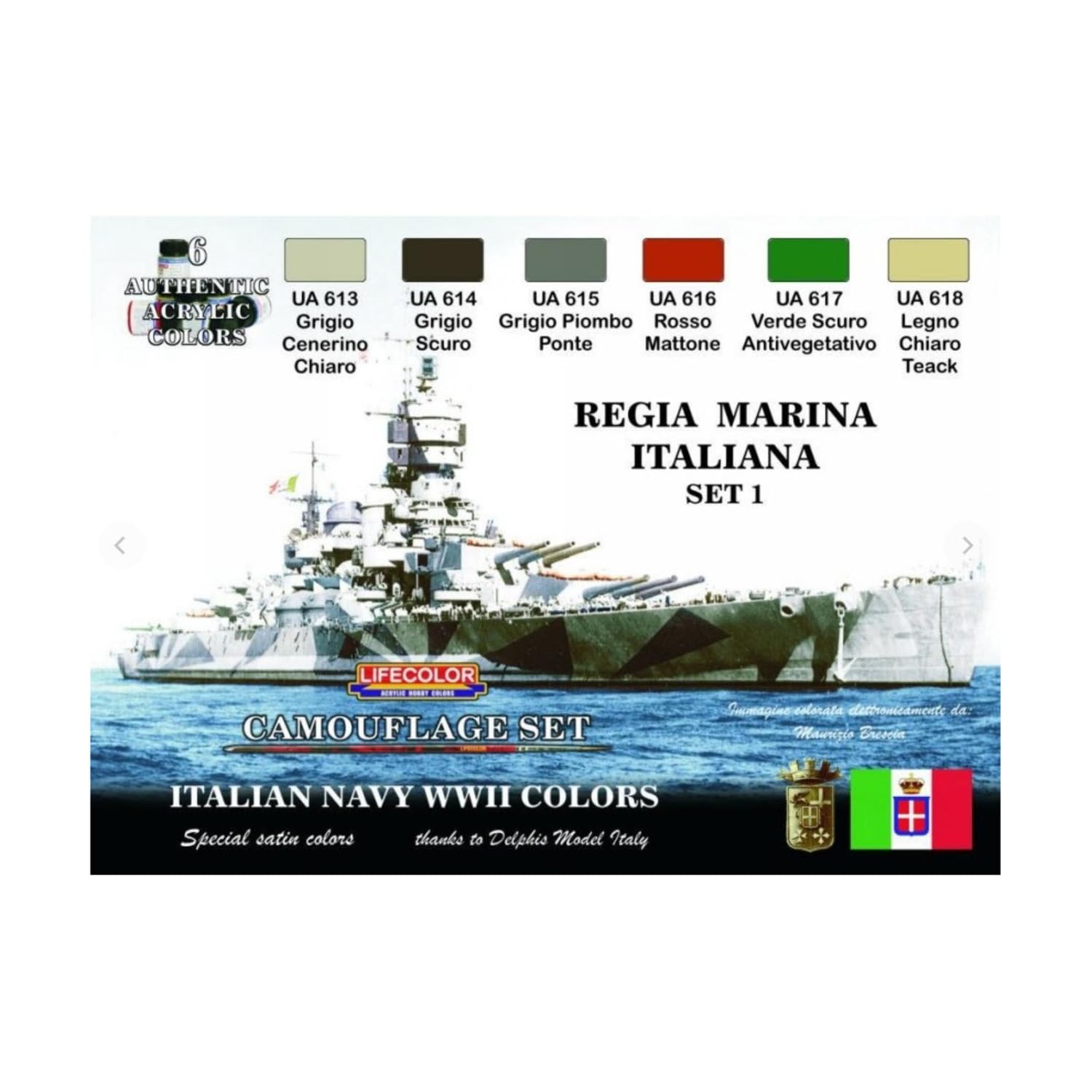 Lifecolor CS15 Acrylic Paint Set Regia Marina Set 1