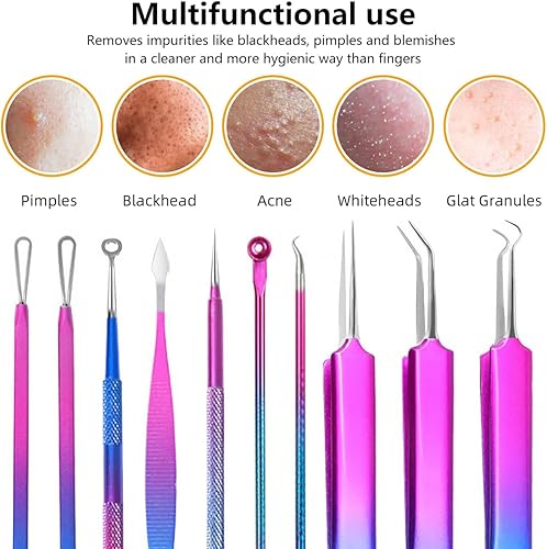 Miniatura 2 de Kit de herramientas para reventar espinillas, kit de herramientas extractoras de comedones con estuche de metal para eliminar rápida y fácilmente