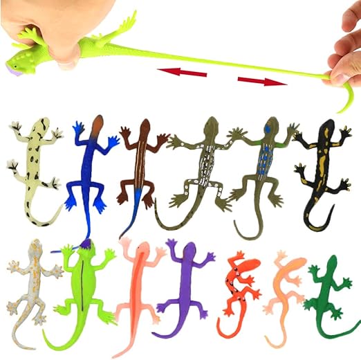 Lizards Toys,8 Piece Mini Rubber Lizard Set,Super Stretches Material TPR,with Gift