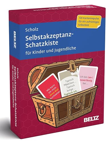 Selbstakzeptanz-Schatzkiste für Kinder und Jugendliche: 120 Karten mit 20-seitigem Booklet in stabiler Box, Kartenformat 5,9 x 9,2 cm (Beltz Therapiekarten)
