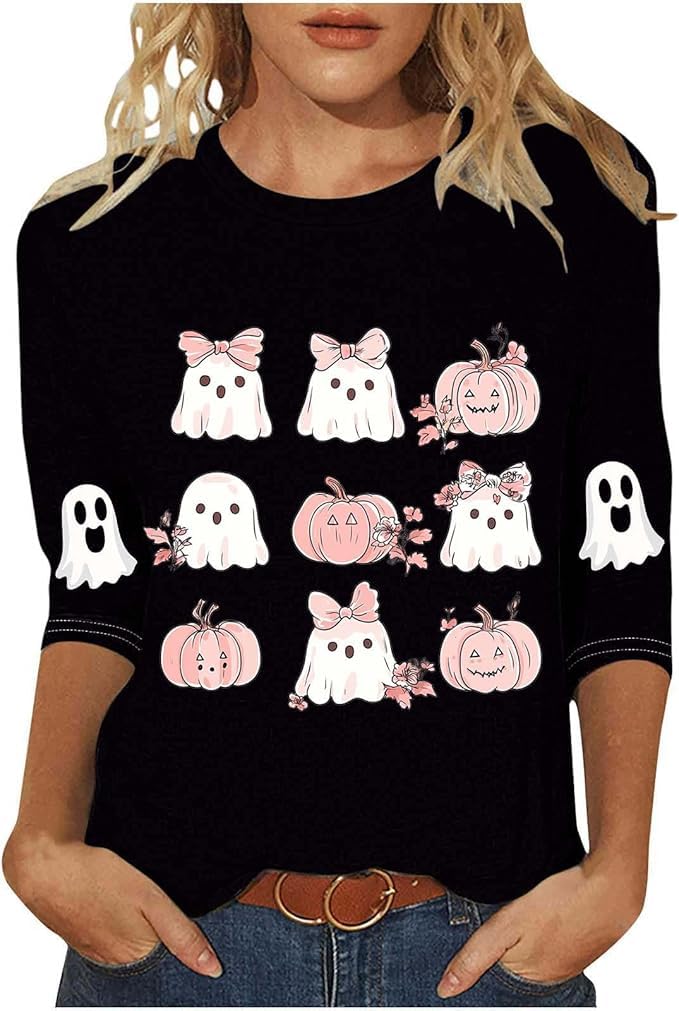 Women's Holiday 3/4 Sleeve T-Shirts Halloween Thanksgiving Tees Christmas Valentine's Day St Patrick's Day Tops