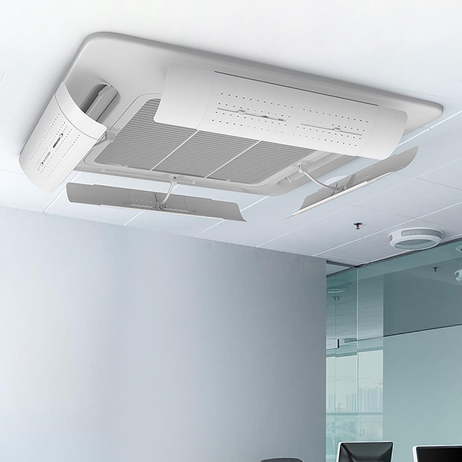 4 Regolabile Deflettore Condizionatore d'Aria Centralizzato, Deflettori per Bocchette a Soffitto, Deflettori Antivento Telescopici, Guida Antivento per Parabrezza, 49-86,5cm