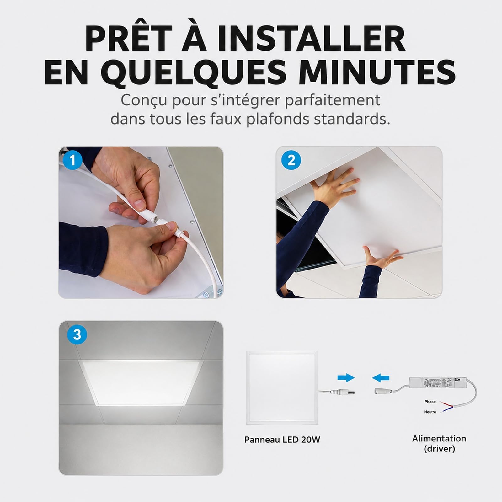 Europalamp - Paneles LED - 60 x 60 cm - 40 W - Pack de 4 unidades - color blanco neutro, 4000 K, alta luminosidad, varios modelos disponibles