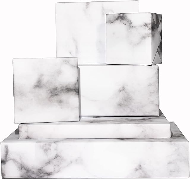 Central 23 - Wrapping Paper Sheets - Black and White Marble - 6 Sheets of Monochrome Gift Wrap - For Women Men Girls Boys - Recyclable