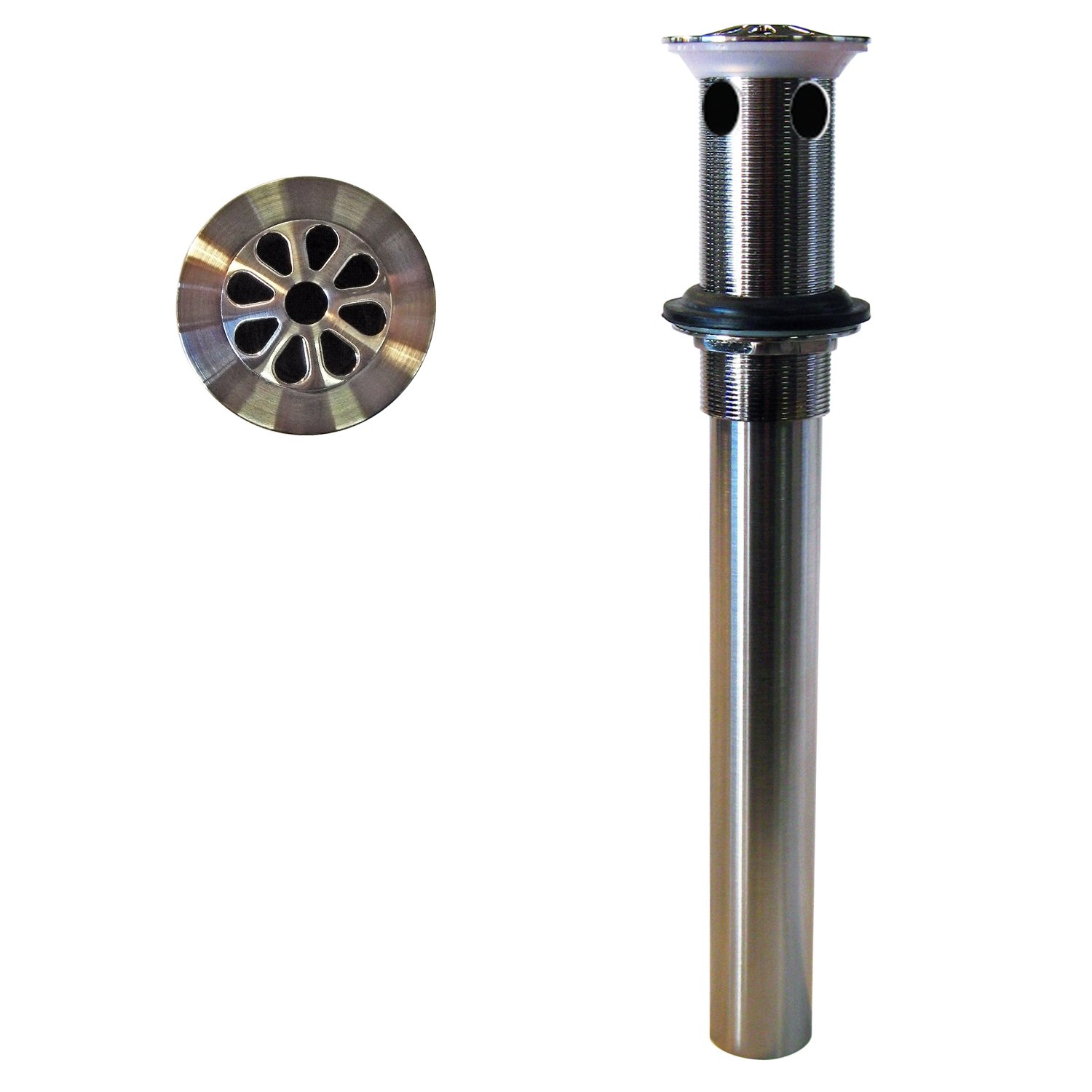 Grille de vidange Turboflow Westbrass D411 avec trop-plein finition nickel satiné pour lavabo