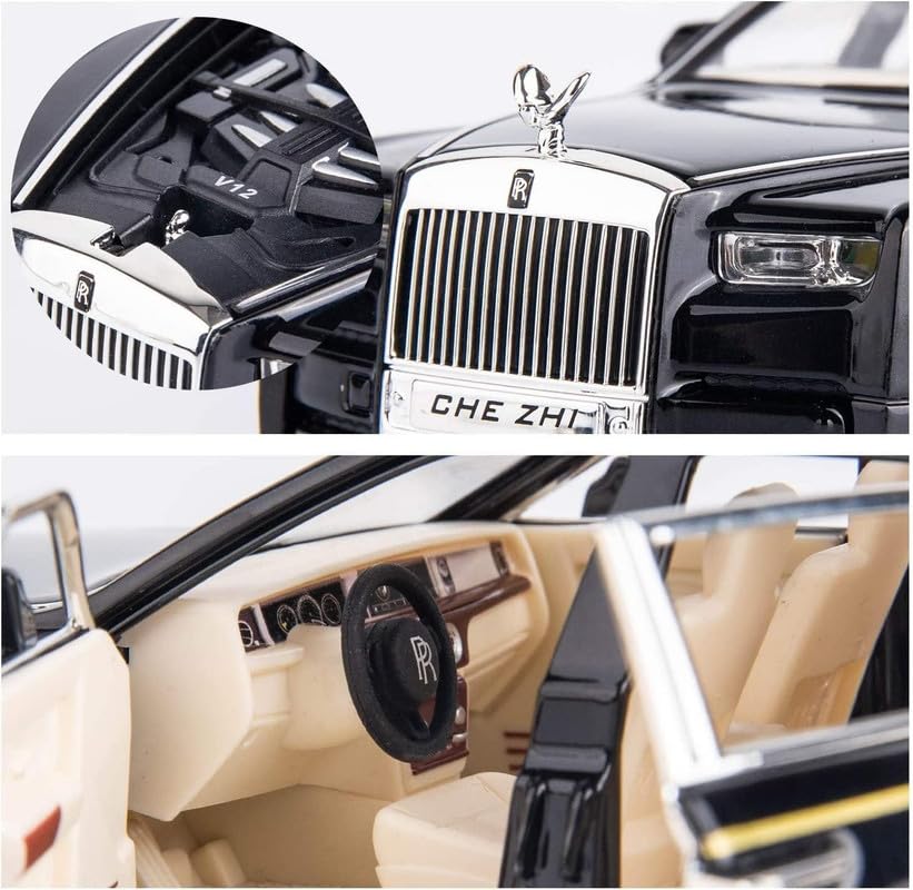 Image of Play Boy 1:32 Rolls Royce Phantom Model Diecast Metal Alloy Pullback Toy Vehicle with Openable Doors Light and Music Car for Kids (Multicolor)