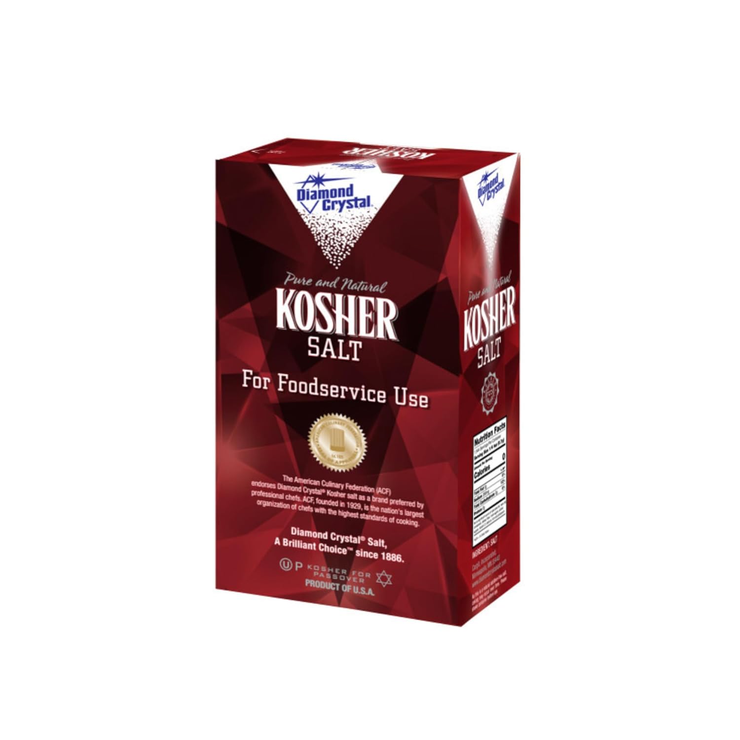 Diamond Crystal Kosher Salt – Full Flavor, No Additives - Pure and Natural Since 1886 (Restaurant Pack) - 3 Pound Box