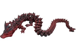 24" Crystal Dragon Fidget Toy - Articulated Crystal Dragon, Dual Color - Black/Red