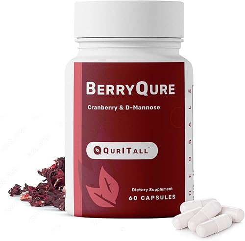 BerryQure Suplementos de arándano y D-manosa para mujeres, píldoras de D-manosa con jugo de arándano en polvo, flor de hibisco y hierba de diente de