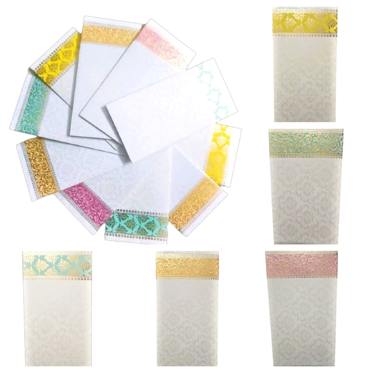PR International Pack of 10 Shagun Cash Envelopes for Weddings Birthdays Rakhi Gifting, Anniversary or Any Occasion Multicolour Sagan Cash Gift Money Envelopes