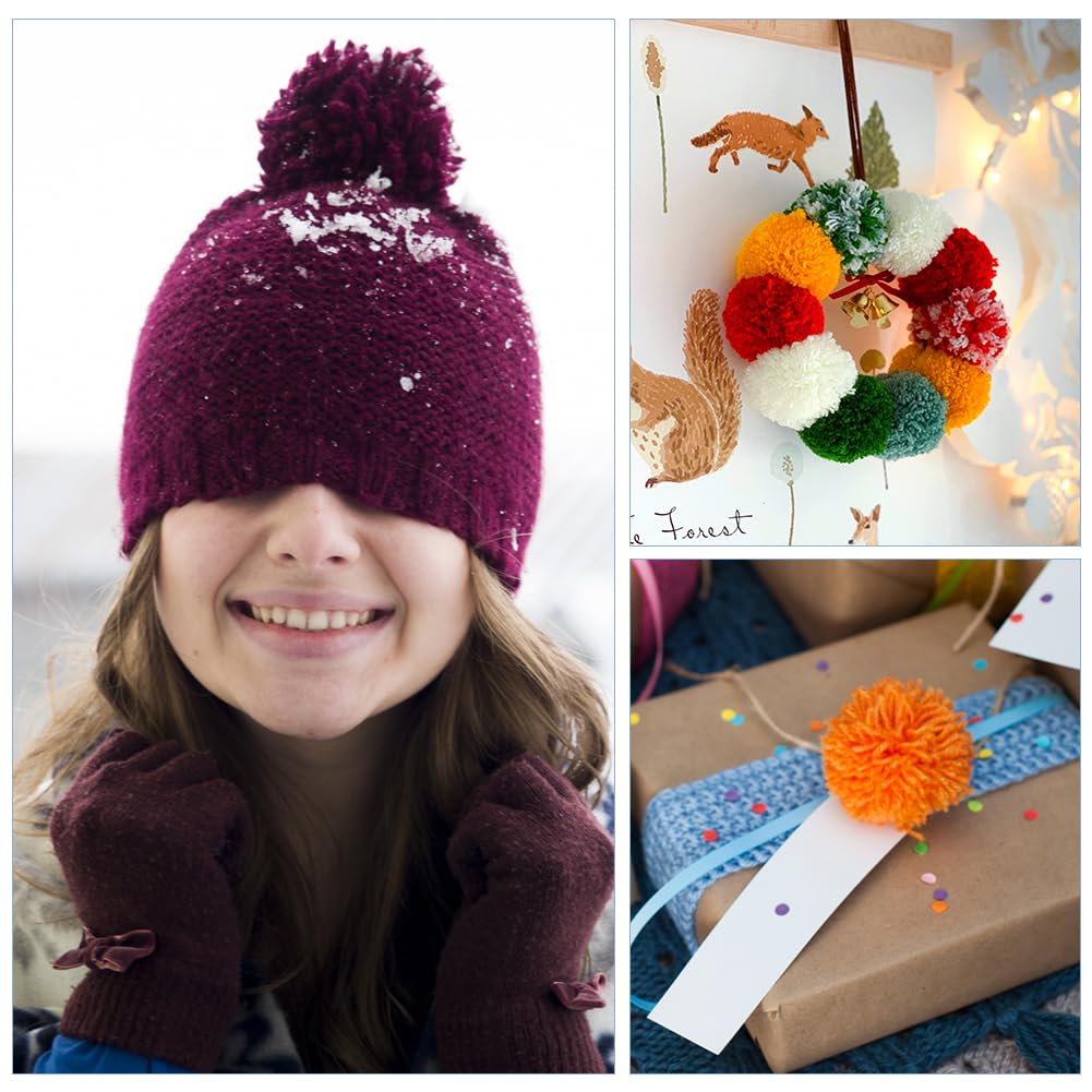 BENECREAT 20-Piece Pom Pom Maker Set | 10 Sizes Wooden Pompom Tool For Knitting & Craft