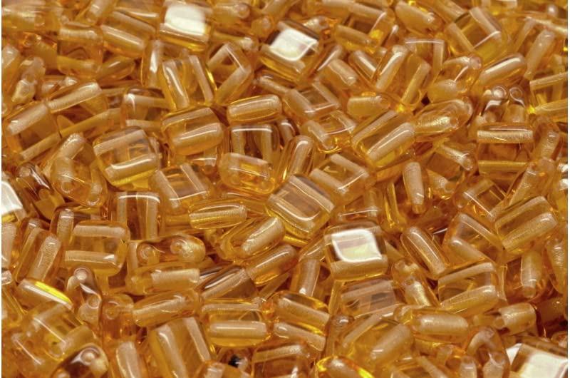 230 ml (1123 szt.) 2 otwory tłoczone koraliki do płytek 6 x 6 mm, przezroczysty pomarańczowy (10030)