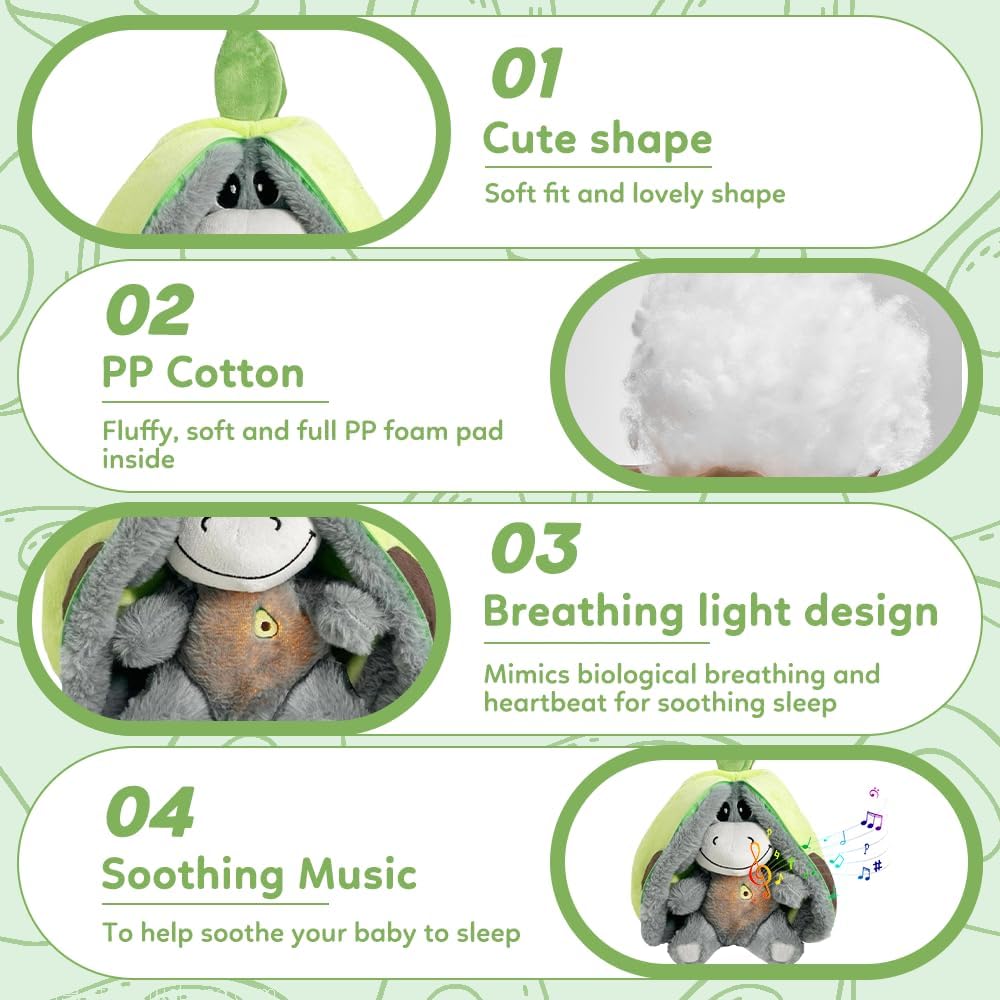 Peluche Burro Que Respira 30 Cm | Con Música Y Luces Para Aliviar La Ansiedad