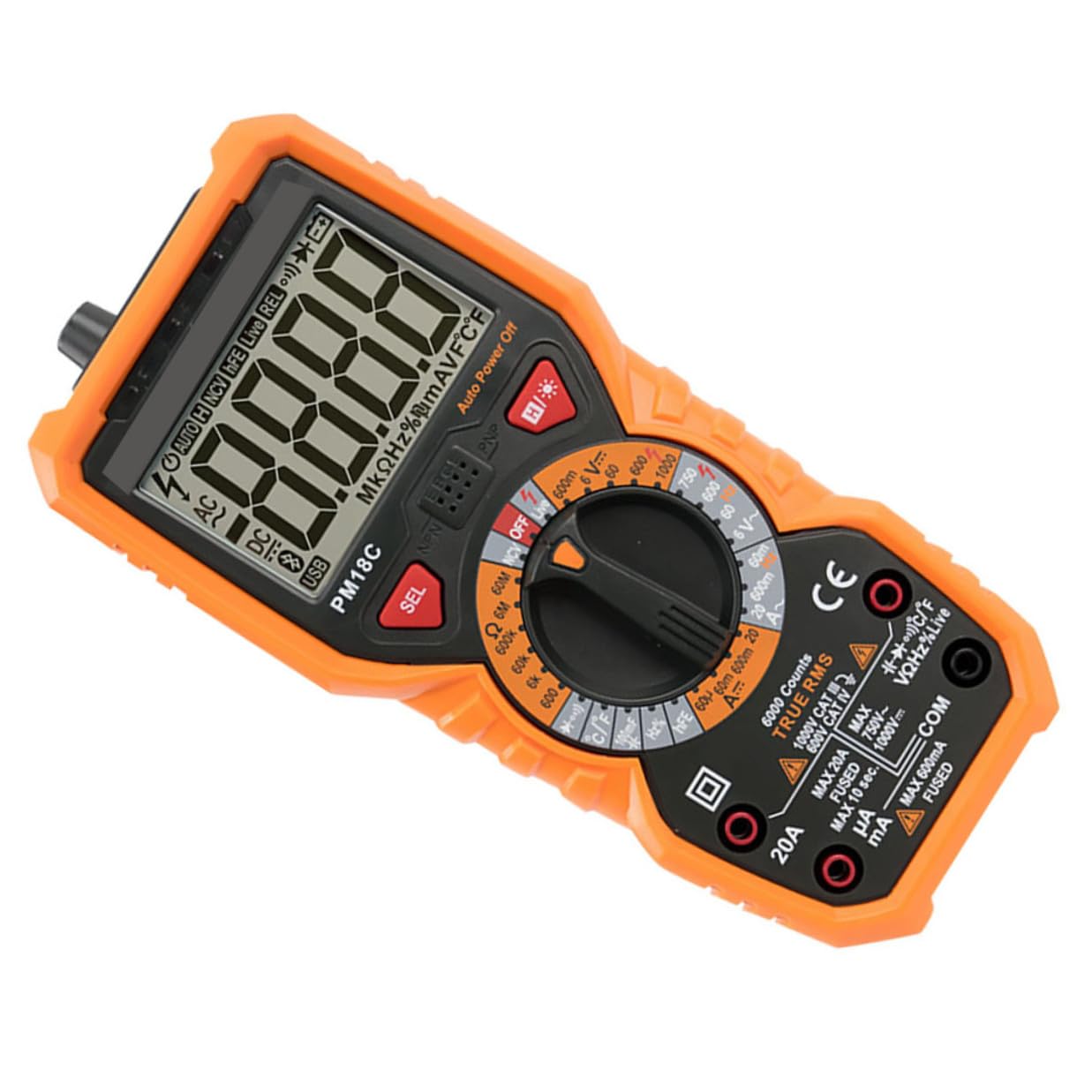 DOITOOL Handheld Digital Multimeter High Accuracy Auto Multitester for Voltage Resistance Capacitance Frequency Testing with Abs Fireproof Shell and Ergonomic Support Frame