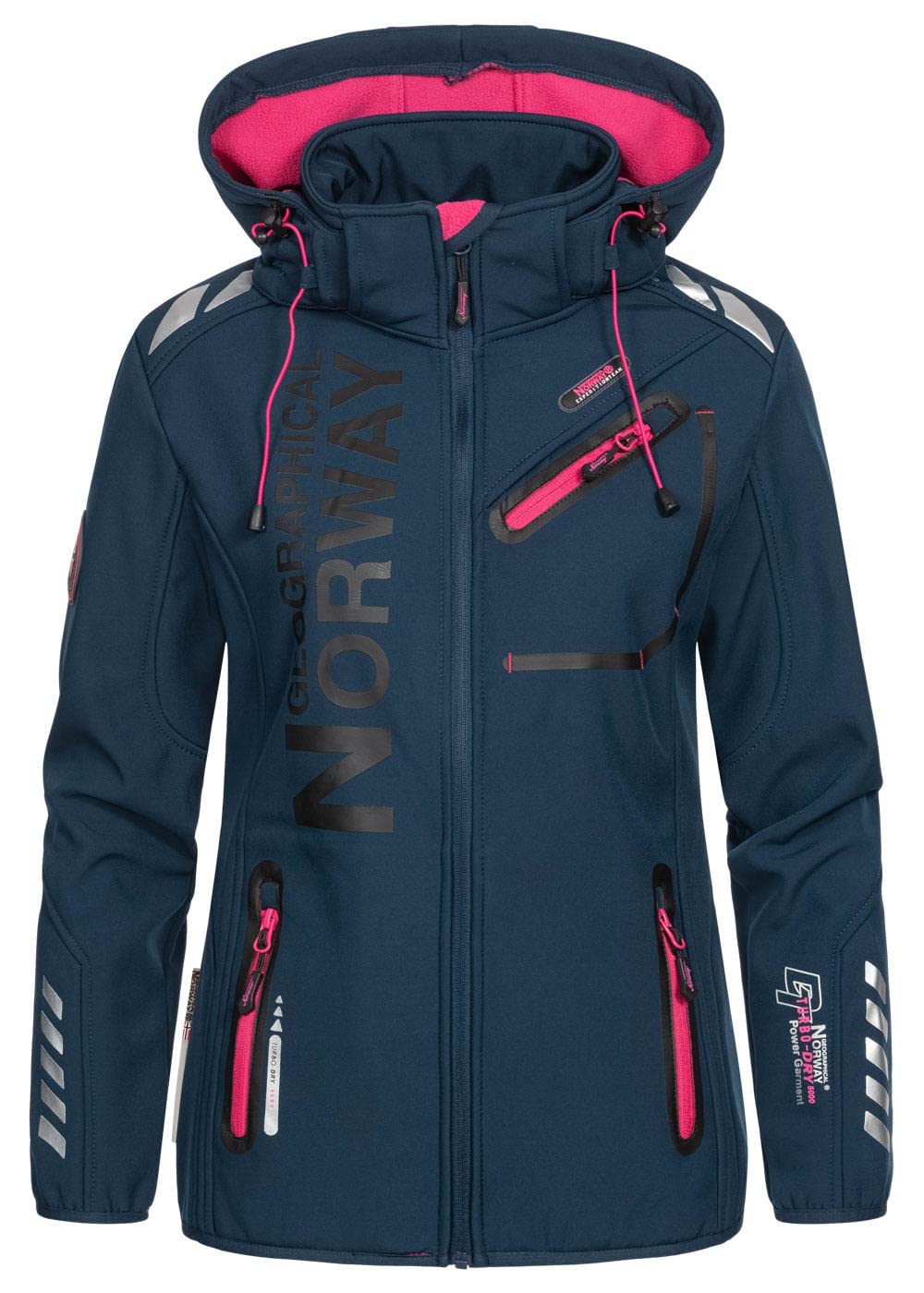 Geographical Norway Reine Lady - Giacca Cappuccio Softshell Impermeabile Donna - Giubbotto Antivento - Attività Escursioni Running Autunno Inverno Primavera