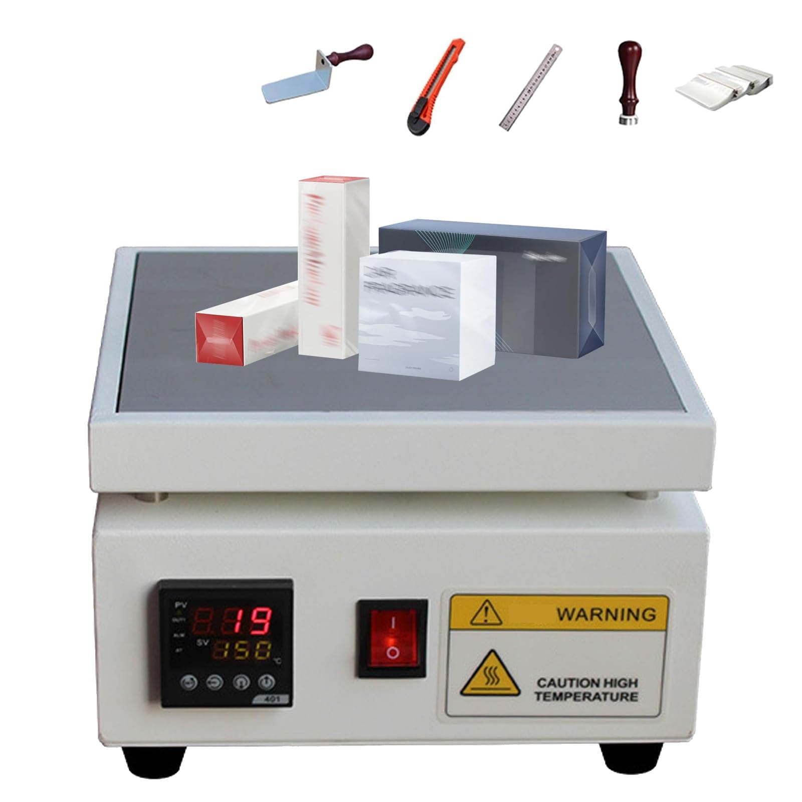 Ręczna maszyna do pakowania celofanowego 0-300℃ stacjonarna maszyna do ogrzewania i uszczelniania, inteligentna regulacja temperatury PID maszyna do folii termokurczliwej z antypoślizgowymi nóżkami