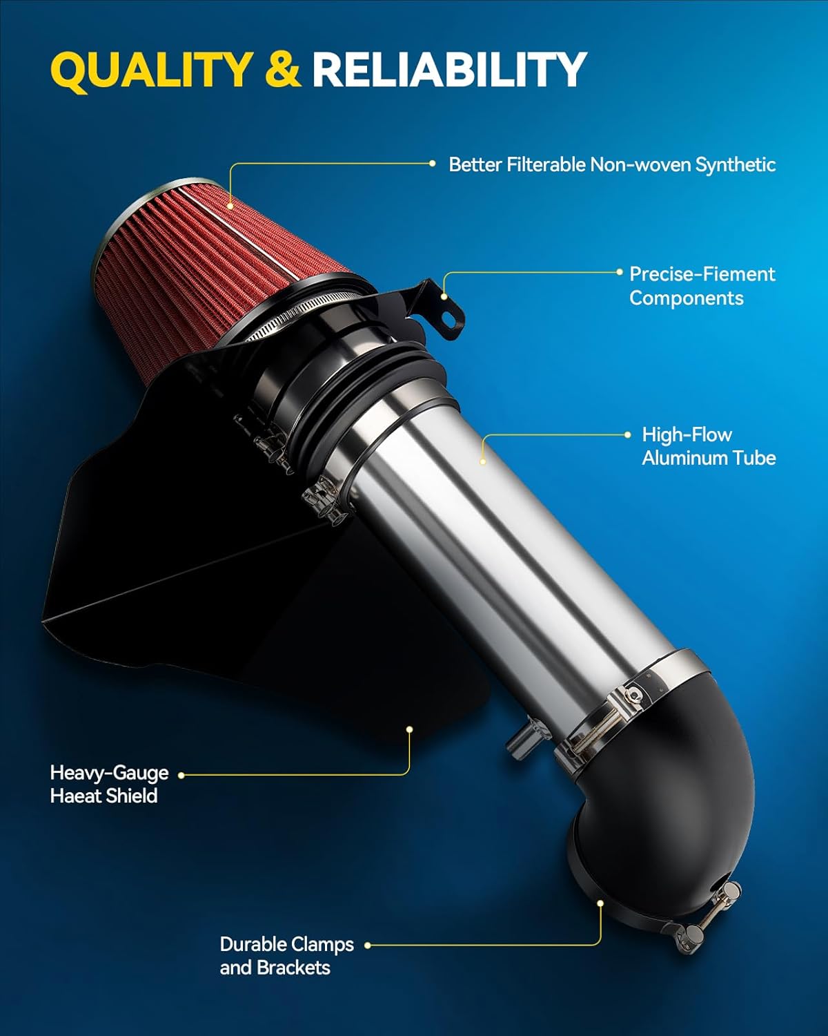 PHILTOP Cold Air Intake System Aluminum Polished red High Flow Compatible With 2005-2008 Dodge Magnum 5.7/6.1L, 2006-2010 Charger 5.7/6.1L, 2008-2010 Challenger 5.7/6.1L, 2005-2010 300 5.7/6.1L