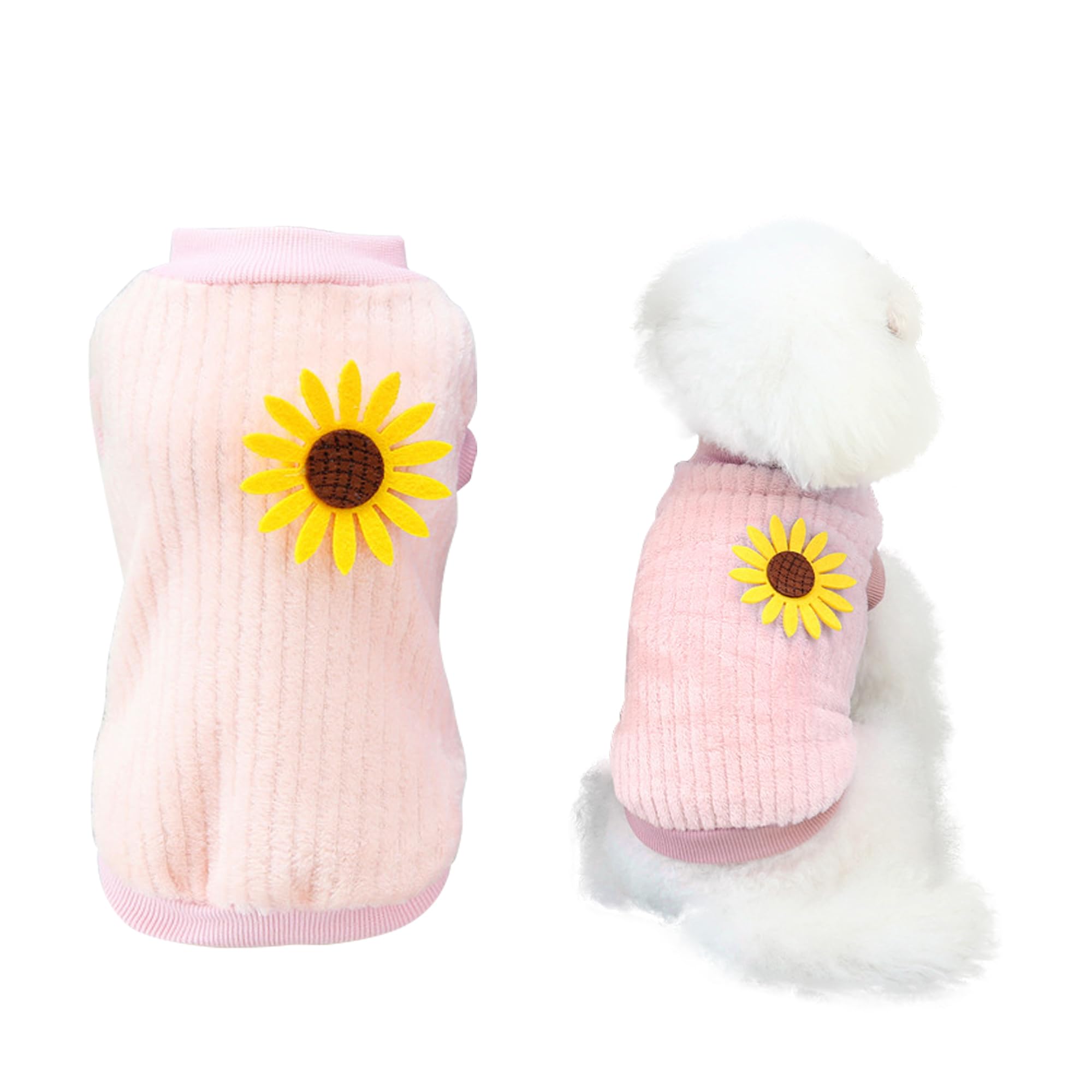 YAODHAOD Dog Sweater, Pet Clothes, Plush, Soft, Thick, Warm, for Winter, Dogs, Cats, Apricot (Pink, L)
