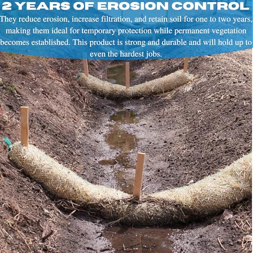 Vapor Barrier Supply - Straw Wattle - Straw Wattle, Wattles, Erosion Control, Slope Stabilization, Erosion Control Blanket, Straw Log (9