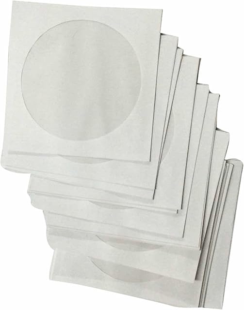 FormVan CD DVD Disc Storage White Paper Sleeves, Pack of 200 Pcs