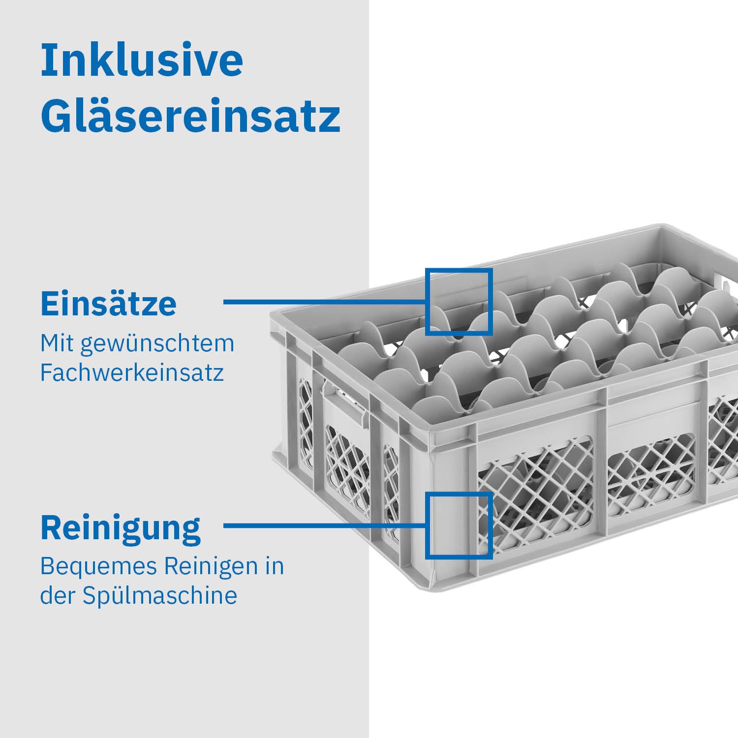 DIE BOX FABRIK Gläserkiste 600x400x240mm mit Einsatz für verschiedene Einsatzzwecke, Gläserkasten, Gläserkorb (24 Gläser 6x4)