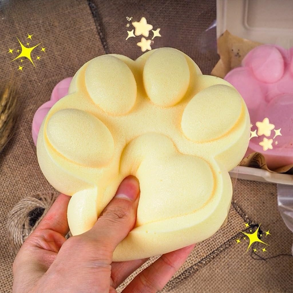 Slow Rising Squishy Cat Paw, 4 Inch Slow Stress Relief Slow Rise Squishies, Cute Soft Squishy Toy for Stress Relief, Fidget Foam Squishies Suitable for Adults (Yellow)