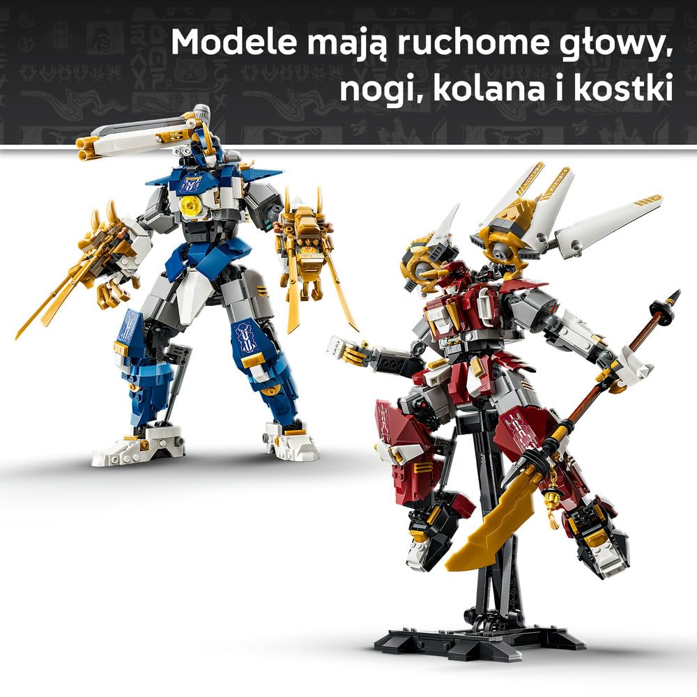LEGO NINJAGO Bliźniacze tytanowe mechy 71870 | 2 mechy ninja i 3 minifigurki, model kolekcjonerski do ekspozycji, prezent dla fana NINJAGO 12+, klocki, 1707 elementów