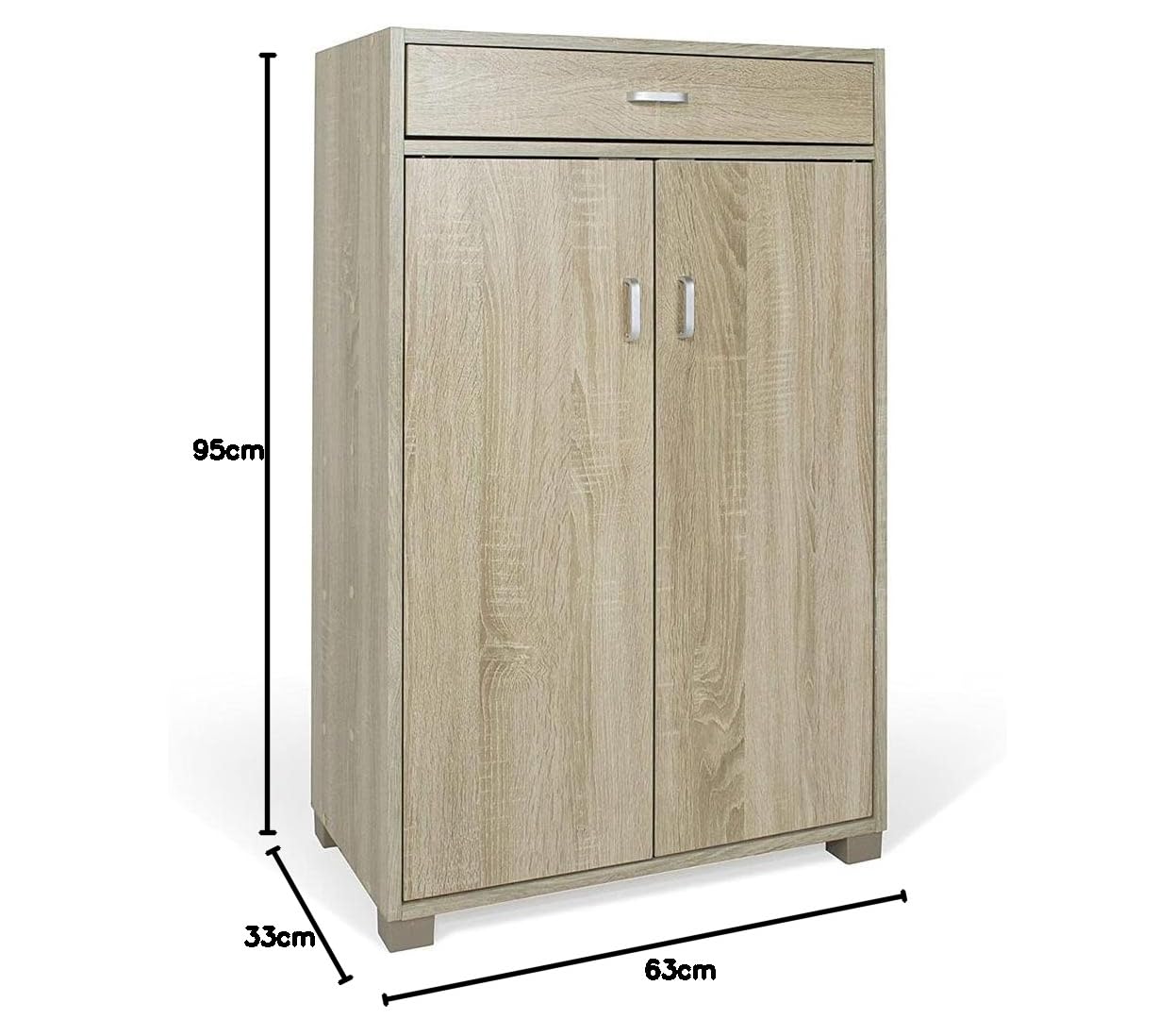BAKAJI Mobile Scarpiera Portascarpe Ingresso Casa con 5 Ripiani Porta Scarpe + Cassetto Chiusura 2 Ante Struttura in Legno Armadio Mobiletto Ausiliario Multiuso, 95 x 63 x 33 cm (Quercia)