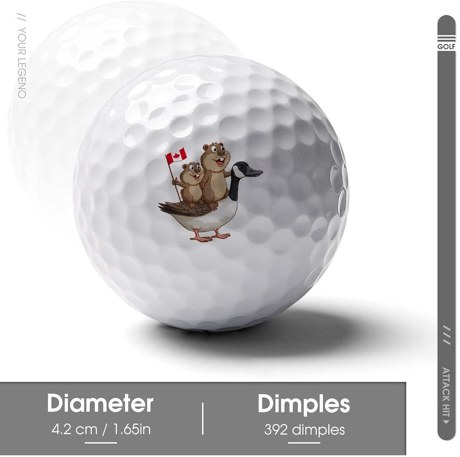 Canadian Beaver Funny Golf Balls Novelty Golfer Gifts | Practice Balls,Golf Accessories