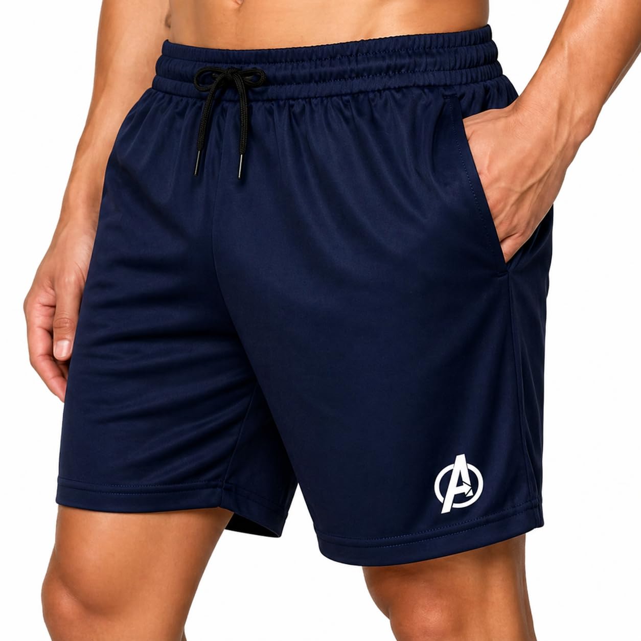 Men's Blue Sports Shorts Quick-Dry Polyester with Side Pockets | Elastic Waistband, Adjustable Drawstring, Regular Fit, Gym & Running, Durable Stitching-image-43