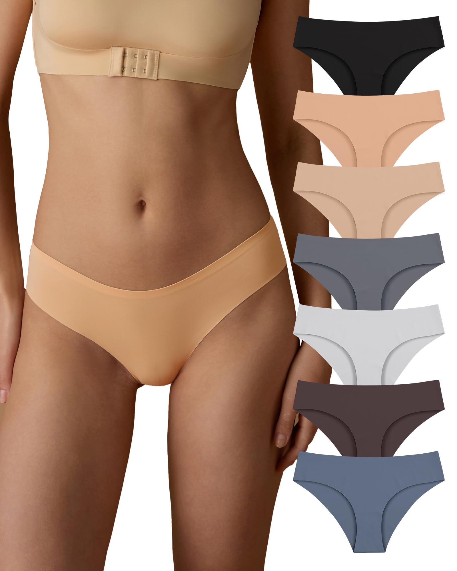 SHARICCA Damen Unterhosen Nahtlos Atmungsaktiv Stretch Damen Slip Hipster Bequeme Unterwäsche für Frauen Mehrpack