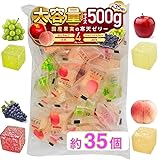 金城製菓 国産果実の寒天ゼリー 大容量サイズ 500g（約35個入り）4フレーバー ふじりんご シャインマスカット ぶどう 白桃