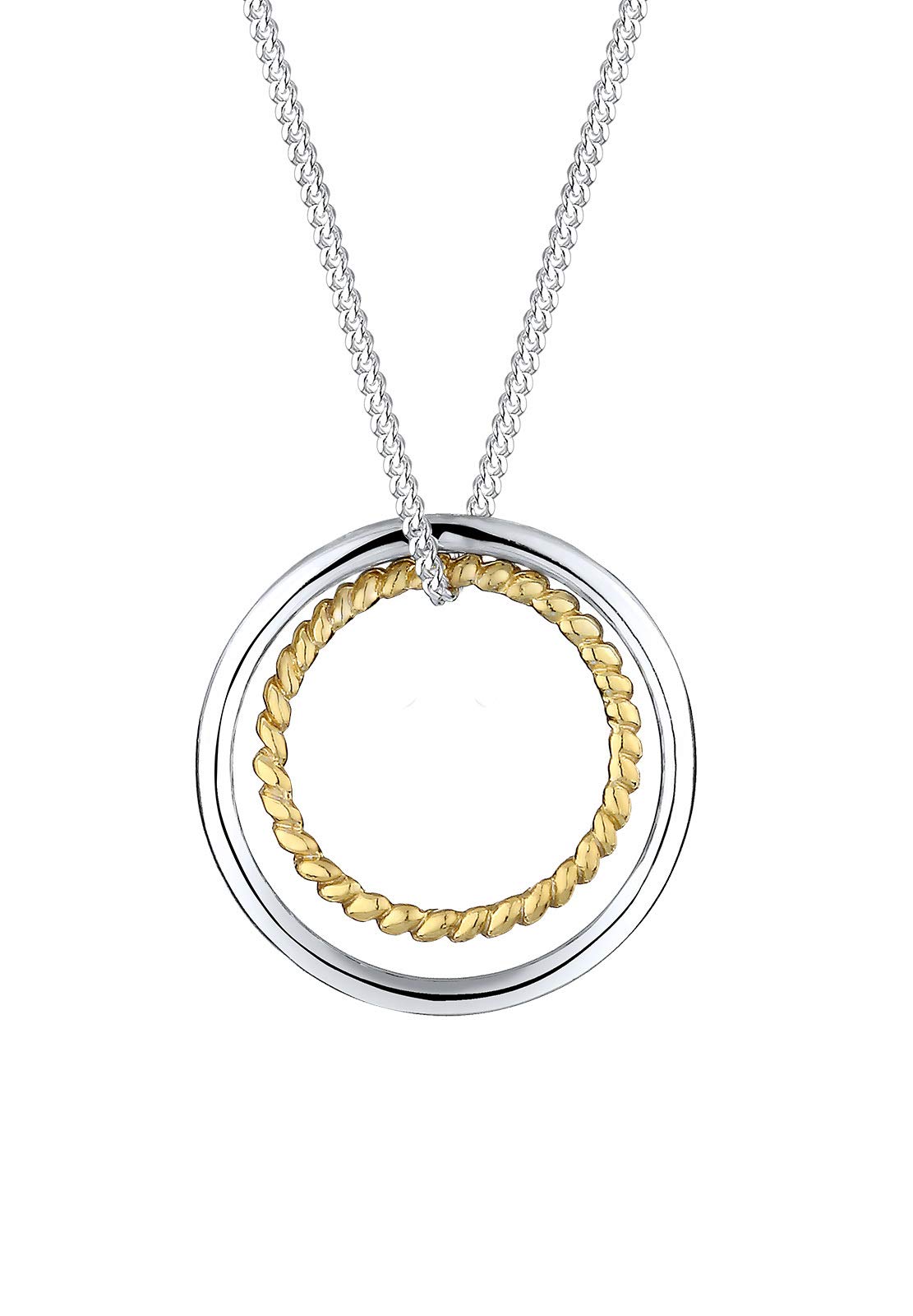 Elli Women's 925 Sterling Gold Plated Xilion Cut Circle Necklace Length of 80 cm