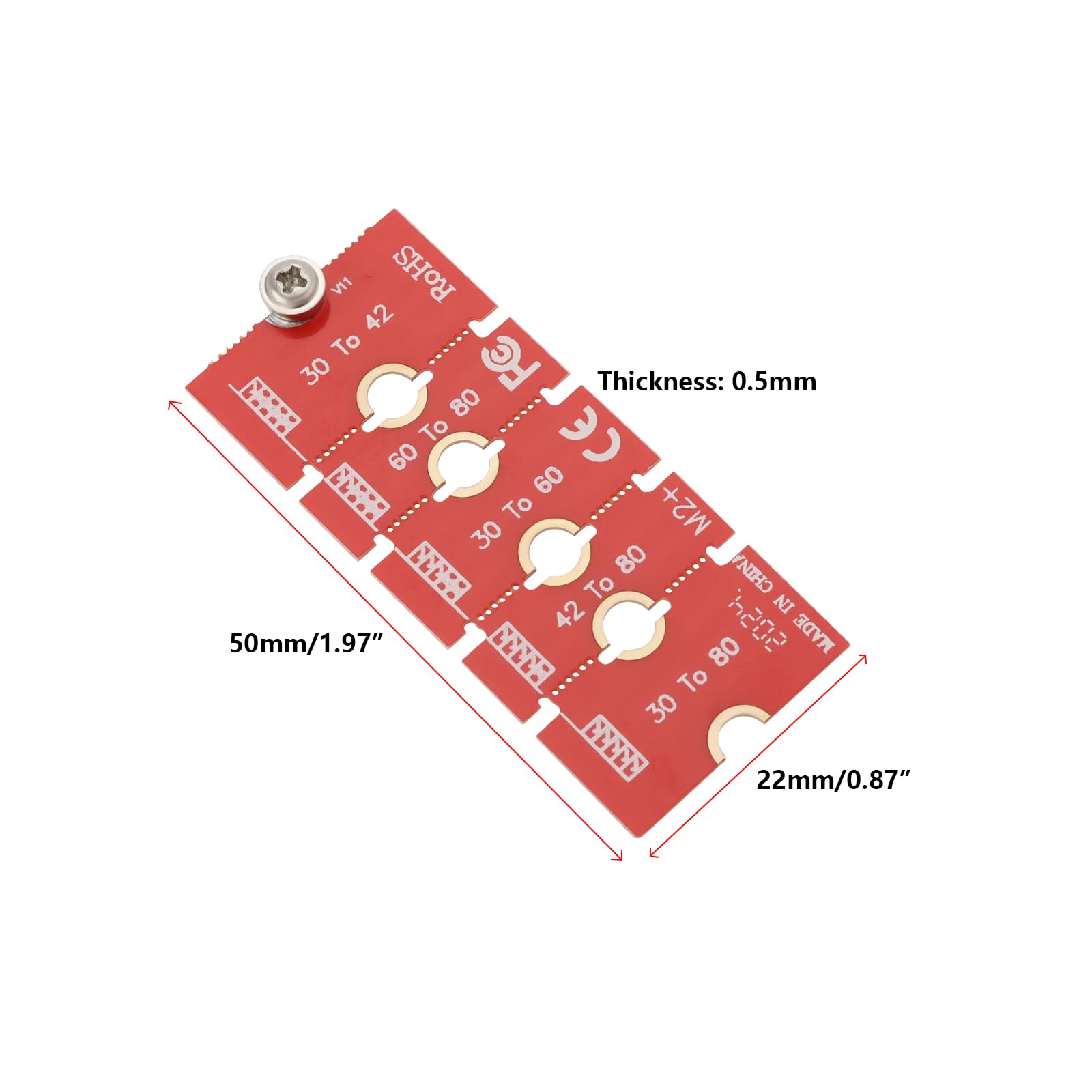 2 Adaptateurs Extension M.2 NVMe 2230 à 2280 - Support SSD Rouge Avec Vis
