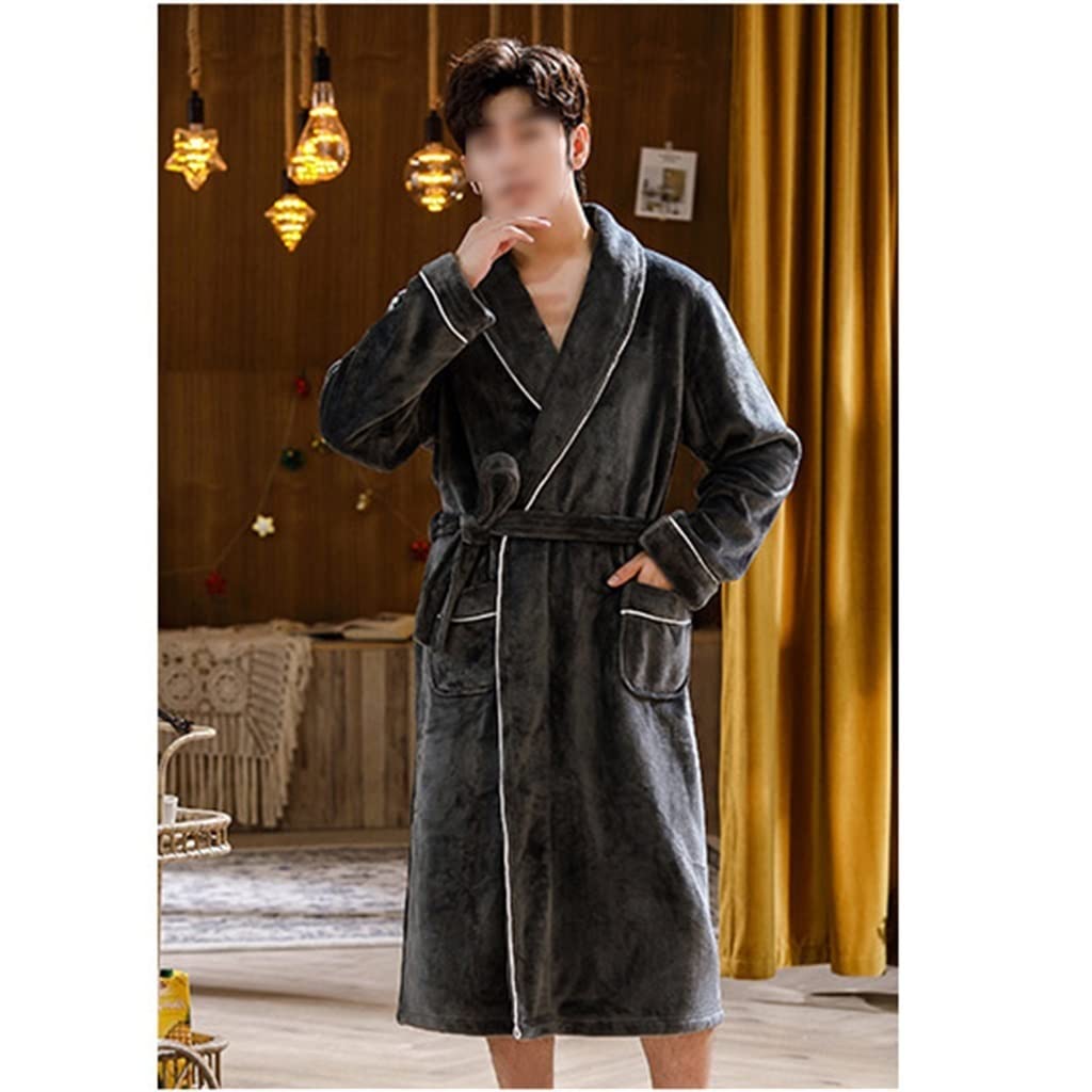 L-XXXL Vestaglia da casa da Uomo di Grandi Dimensioni in Flanella da Uomo Vestaglia Calda con Risvolto Autunnale e Invernale (codice D 2XL)