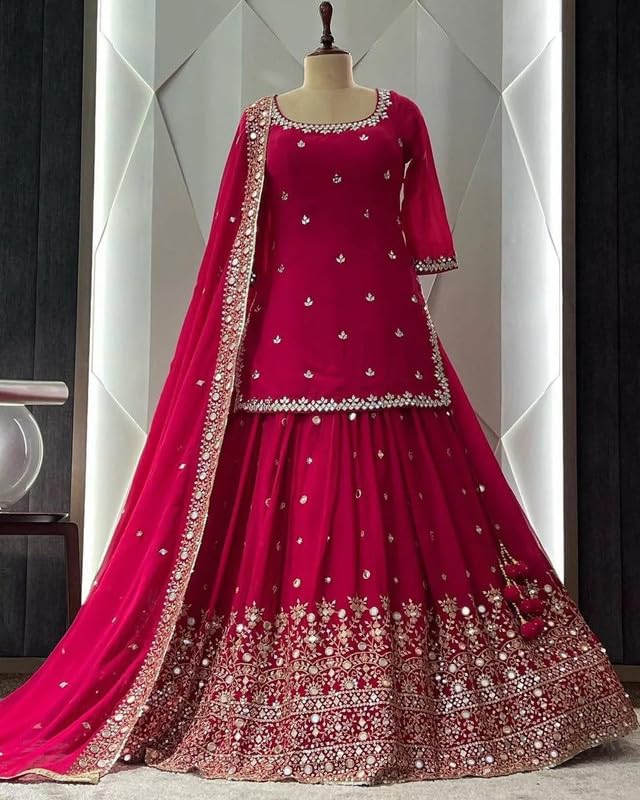 Image of MAHEK Women's Georgette Indian Pakistani Lehenga Choli Dress Ethnic Wear Party wear, Wedding wear Ready to Wear Dress