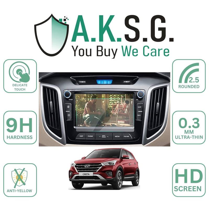 Image of A.K.S.G. 9H Unbreakable Car Infotainment System Screen Protector Compatible With Hyundai Creta Old 7 Inch [2018-2020] Not a Tempered Glass [Transparent]