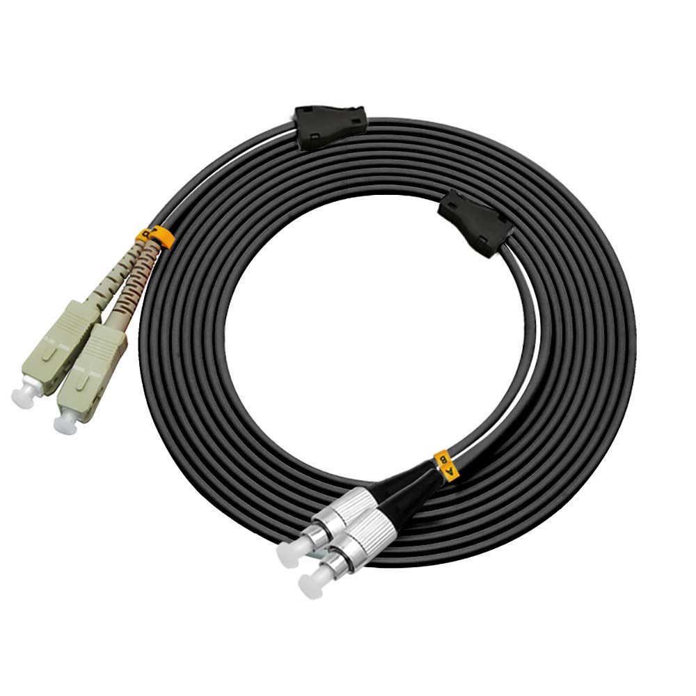 Jeirdus 10FT SC to FC Outdoor Armored Duplex 50/125 OM2 Fiber Optic Cable Jumper Optical Patch Cord Multimode 3Meters 3M SC-FC