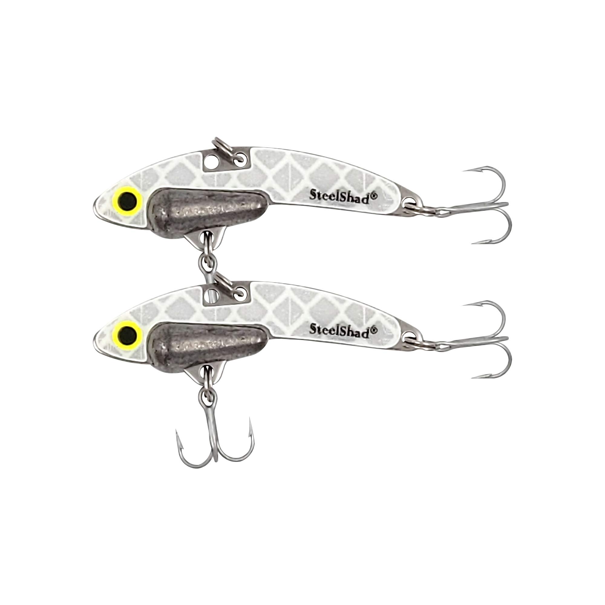 SteelShadMini Series (1/4 oz) - 2 Pack - Glow in The Dark Fishing Lures - Lipless Crankbait for Freshwater Fishing - Perfect for Ice Fishing, Pan Fishing, Crappie, Walleye and Bass
