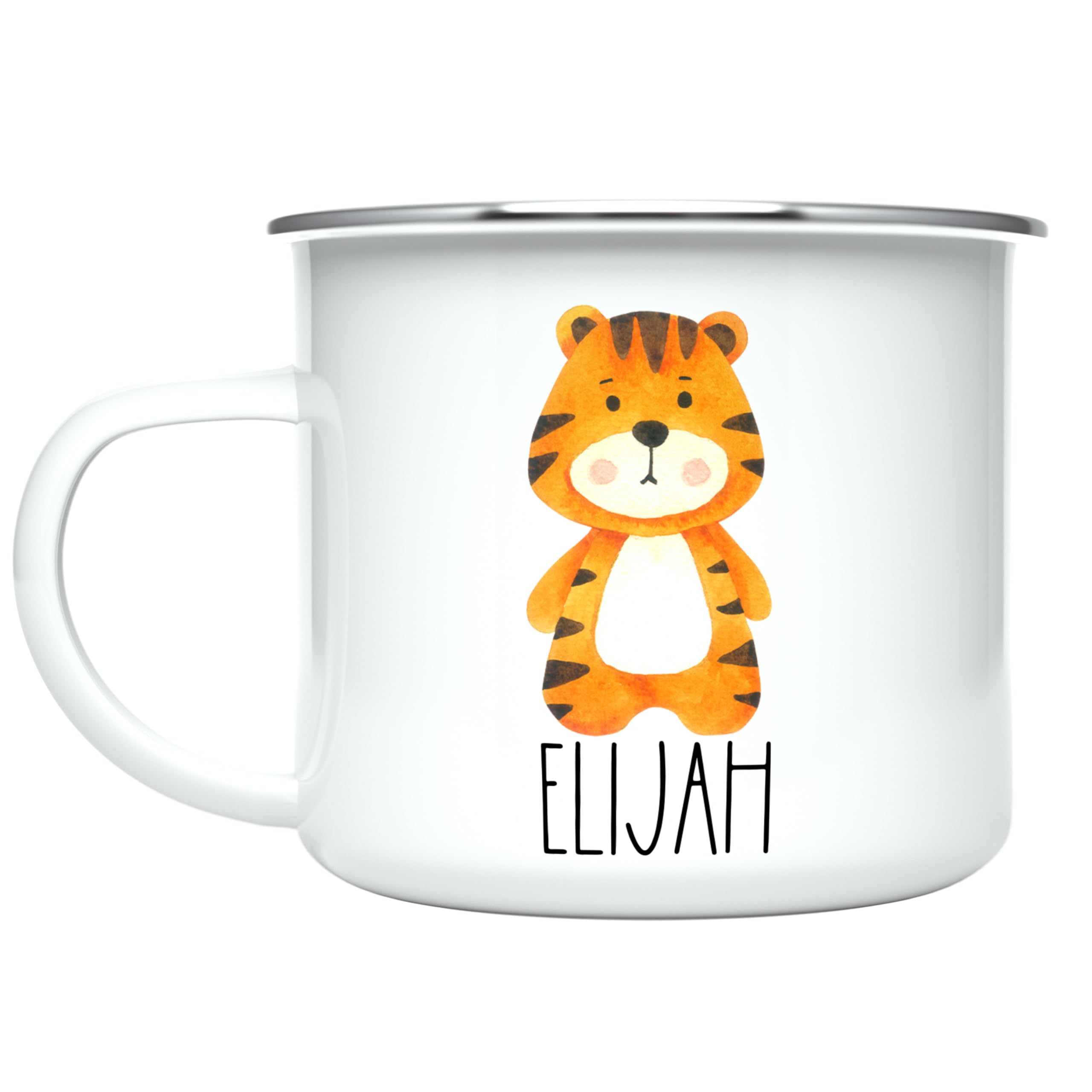 HomeBee Personalized Mug for Kids, Boys, Girls | Customized Cocoa, Hot Chocolate, Coffee & Milk Cup | Custom Name Birthday Gift Party Favors | 11 Oz Stainless Steel Camping Mug Unbreakable | Tiger