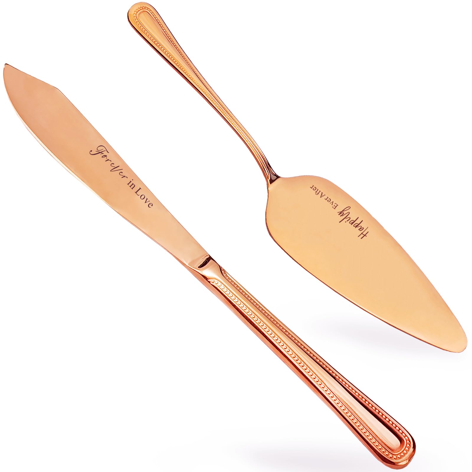 ROXBURGH Wedding Cake Knife and Server Set, Rose Gold Cake Cutting Set for Wedding, Cake Pie Serving Set for Wedding Birthday Parties