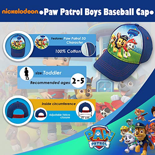 Nickelodeon Toddler Paw Patrol Character Boys Baseball Cap 100% Cotton - Age 2-5 Blue3