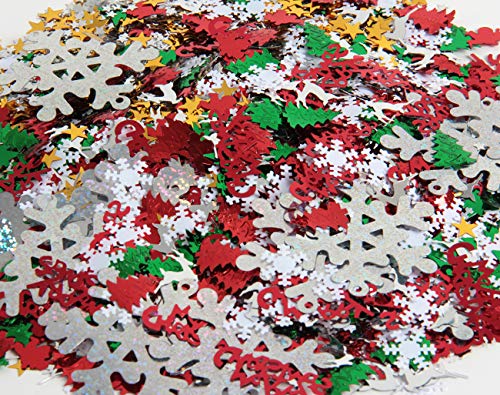 SBYURE 100g/4800 Pieces Christmas Table Confetti Christmas Design Confetti Pentagram ,Snowflake, Santa, Pine, Merry Christmas Alphabet, Elk Party Decoration