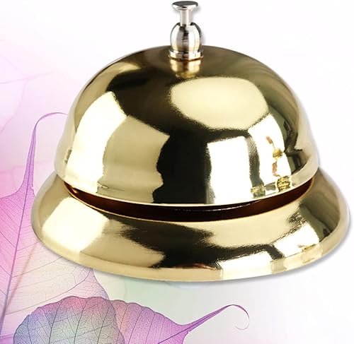 Miniatura 8 de jojofuny Campana de servicio dorada, campana de llamada de hierro, campana de escritorio creativa para clientes, escuelas de estudiantes,