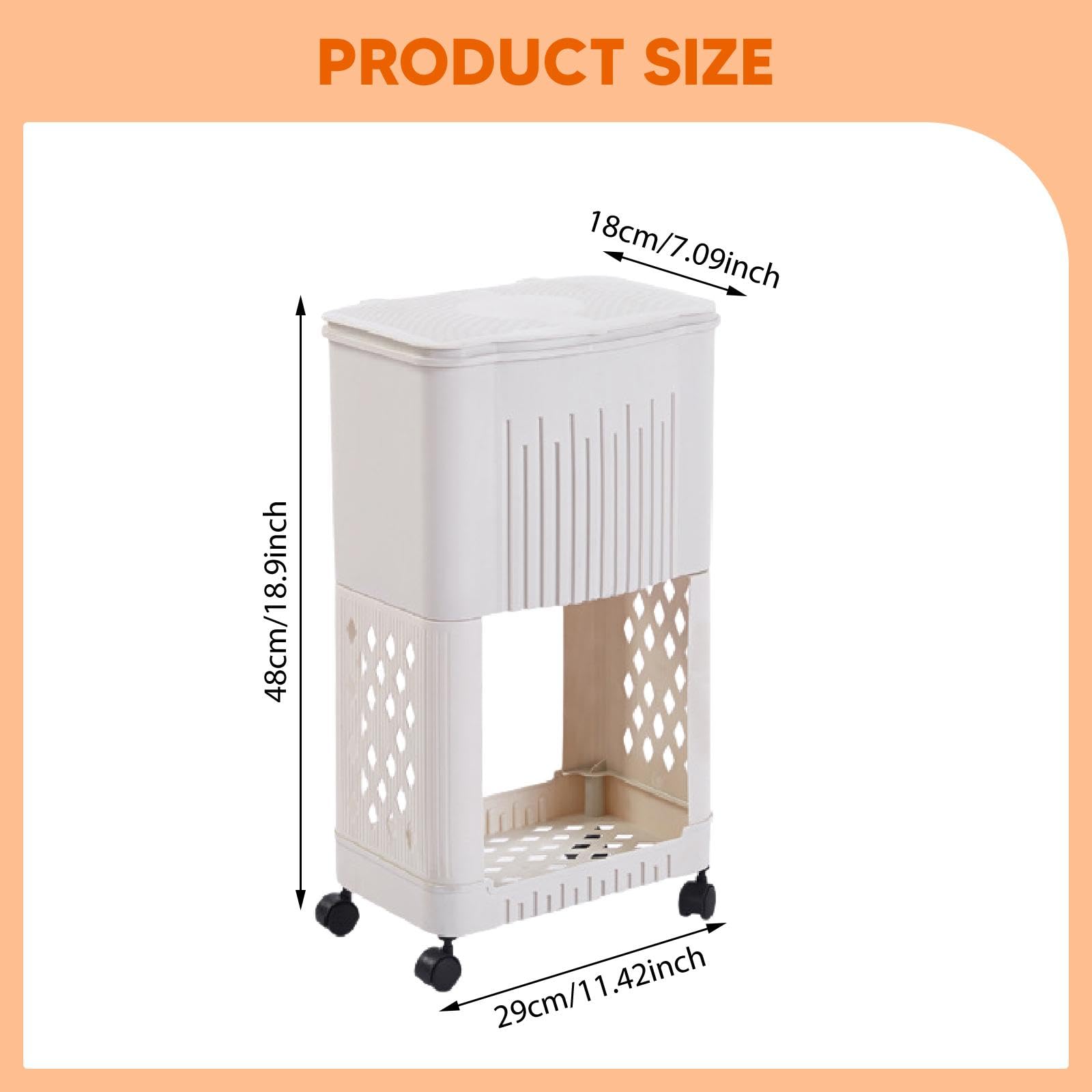 Cestino per La Spazzatura da Cucina, Cestino Stretto con Ripiano Portaoggetti, Contenitore per La Spazzatura Salvaspazio, Decorazione con Coperchio PE, 2 Livelli 29 Cm X 18 Cm X 48 Cm