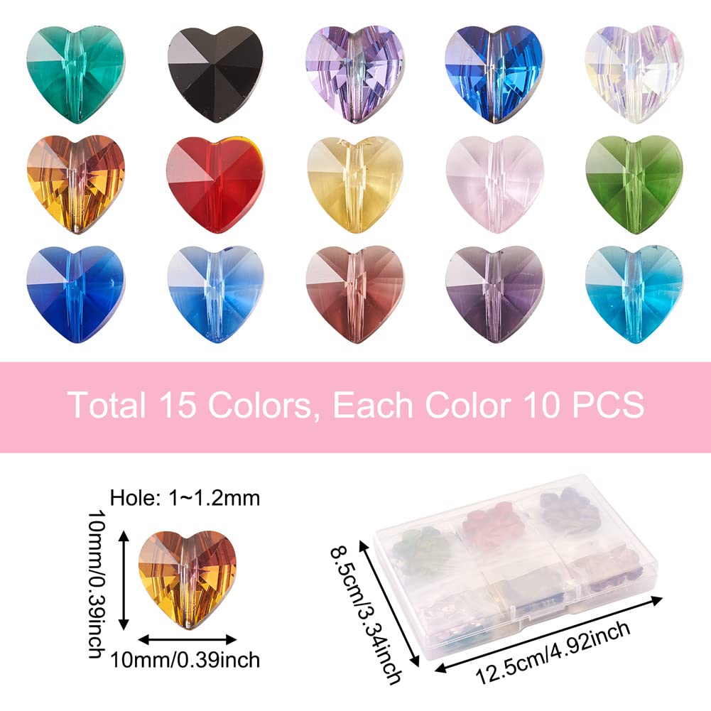 Lot De 88 Perles En Verre à Facettes En Forme De Cœur AB Avec